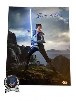 Daisy Ridley Signed Star Wars The Force Awakens Autograph 16x20 Photo Beckett 4