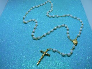 A Lovely Opal Bead Roman Catholic 5 Decade Holy Rosary