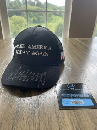 President Donald Trump Hand Signed Autographed Black Make America Great Hat