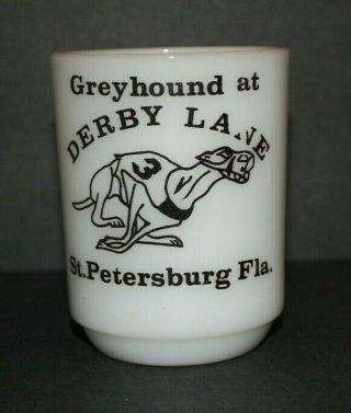 Vintage Anchor Hocking Derby Lane Greyhound Track St.  Petersburg,  Fl.  Coffee Cup