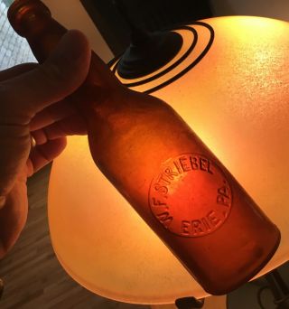 Old Erie Pa Beer Soda Bottle Wf Striebel Blob Top 1800s Advertising
