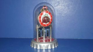 Collectible Coca Cola Anniversary Clock With Glass Dome And Spinning Bottles