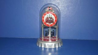 Collectible COCA COLA ANNIVERSARY CLOCK with Glass Dome and Spinning Bottles 2