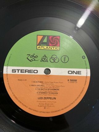 Led Zeppelin vinyl album (untitled/IV) SIGNED by Jimmy Page,  Atlantic reissue 5
