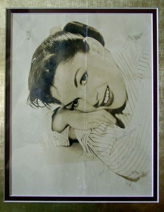 Rare Judy Garland - Custom Framed Vintage Sepia Tone Signed Photograph