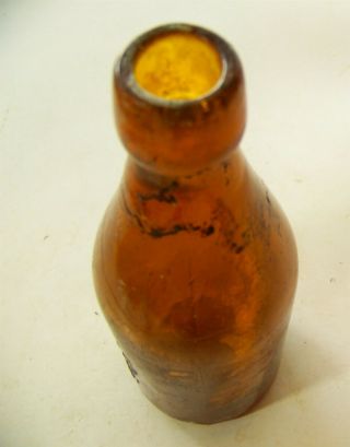 Chicago Illinois IL Embossed hand blown amber blob top soda bottle Johnpforr 2