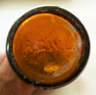 Chicago Illinois IL Embossed hand blown amber blob top soda bottle Johnpforr 3