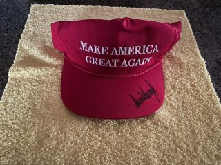 Donald Trump Autographed Official Red Maga Hat Competition Headwear