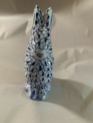 Andrea - by - Sadek Bunny Rabbit Blue White Fishnet Figurine Porcelain Hand Painted 2