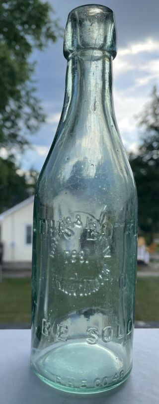 Vernon & O ' Bryan Squat Aqua Blob Top Bottle Mechanicville,  NY 1897 2