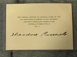 President Theodore Roosevelt Signed Signature Autograph Card -