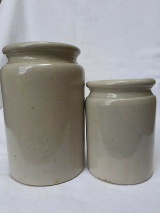 2 Stoneware 1lb & 2lb Honey / Marmalade Pots C1900s