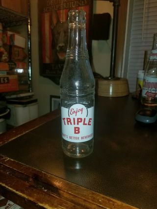 Vintage Retro Applied Label Soda Btl Triple B Bart Btl.  Co.  Lancaster Co.  Pa