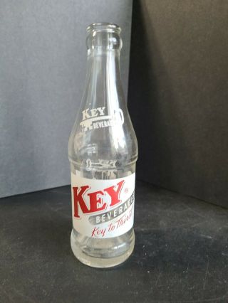 Vintage 1940s Applied Label Soda Bottle Key Beverages Keystone Coca - Cola