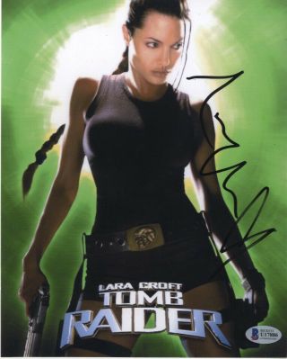 Signed Angelina Jolie " Tomb Raider " 8x10 Photo Beckett Autograph Bas