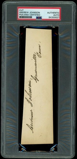 Andrew Johnson President Signed Autograph Cut Psa/dna Authentic