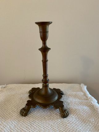 Vintage Antique Solid Brass Claw Foot Candlestick Holder
