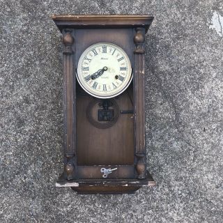 Alaron 31 Day Pendulum Wall Clock With Chime And Key Vintage Parts Only