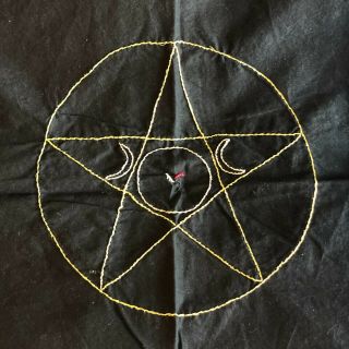 Handmade Pagan Ritual Cloth,  Black W/ Pentacle