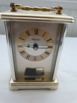 Rare Minster Quartz Carriage Clock Pendulum West Germany Vintage