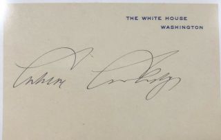 Calvin Coolidge Autograph Signed White House Card Bas Authenticated