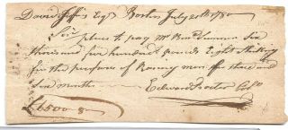 Revolutionary War Boston Col Edward Proctor Signed Pay Order For Recruiting 1780