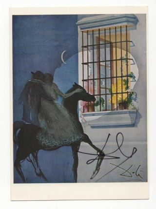 Salvador Dalí - Iconic Surreal Artist - Autographed 4x6 German Postcard