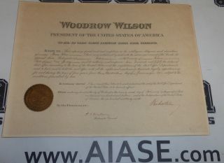 President Woodrow Wilson Signed 1915 Appointment Document Psa/dna Autograph