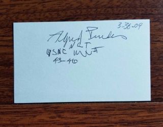 Rare " Navajo Code Talker " Alfred Peaches Signed Index Card Jg Autographs