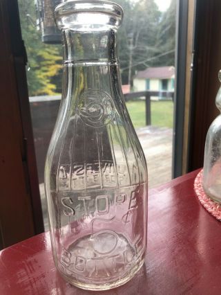 Vintage Universal Store 5 Cent Clear Glass One Quart Milk Bottle