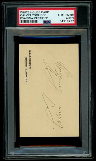 Calvin Coolidge President Signed / Autograph White House Card Psa/dna Authentic