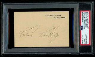 CALVIN COOLIDGE PRESIDENT SIGNED / AUTOGRAPH WHITE HOUSE CARD PSA/DNA AUTHENTIC 2