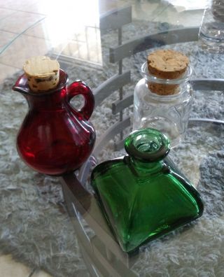 Set Of 3 Vintage Glass Bottles.