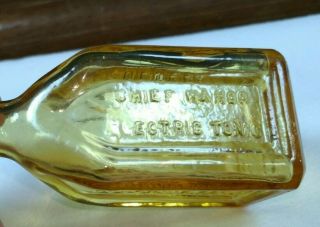 Wheaton Amber Glass Chief Wahoo Electric Tonic Elixir Medicine Bottle 3 "