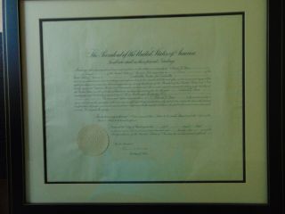 " 30th President " Calvin Coolidge & Frank Kellogg Signed Framed Document