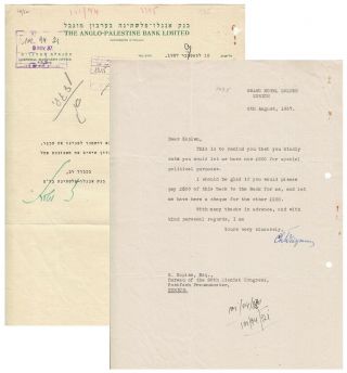 Chaim Weizmann 1st President Of Israel Tls " £600 For Special Political Purposes "