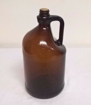 Vintage Clorox Amber Brown Glass Bottle With Cork Half Gallon