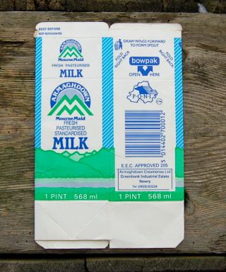 (milk Bottle) Lovely Old Carton : Armaghdown (p.  O.  N.  I. ) Newry Dairy