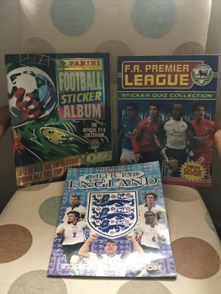 3 Different Merlin Panini Football Sticker Albums Vgc Empty/handful Of Stickers