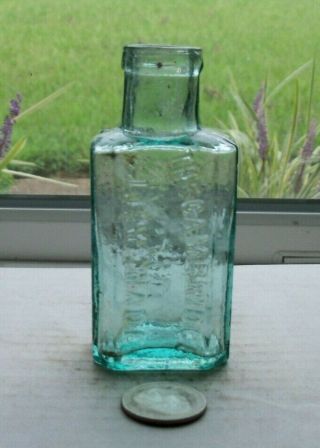 Victorian Aqua Bottle Embossed,  The Cambridge Lemonade