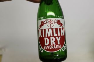 Kimlin Dry Beverages Soda Bottle,  Corry,  Pennsylvania