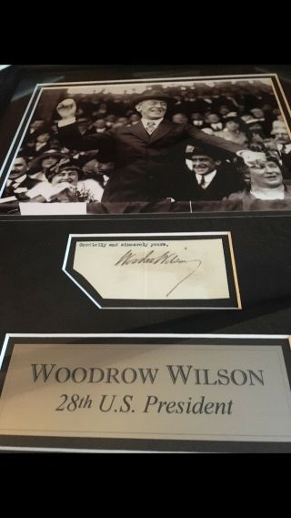 President Woodrow Wilson Signed Framed Document Cut Photo Collage 2