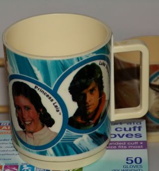 1977 Vintage Star Wars Empire Strikes Back Luke,  Leia And Han Deka Plastics Mug