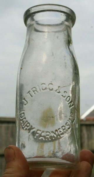 1920s 1/2pt milk bottle TRIGG DAIRY FARMERS Walton on Thames London ideal vase 2