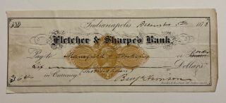 President Benjamin Harrison 1873 Bank Check Signed - Great Autograph