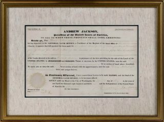 1831 President Andrew Jackson Signed Document - Vellum Alabama Land Grant