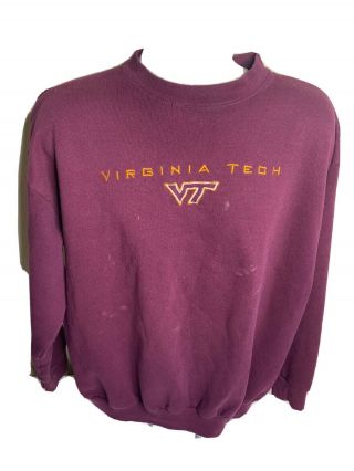 Vintage Virginia Tech Hokies Pullover Sweatshirt Men’s Size Xl Red