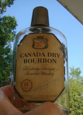 Vintage Labeled Canada Dry Bourbon - Nicholasville,  Ky.  1/2 Pint Liquor Bottle