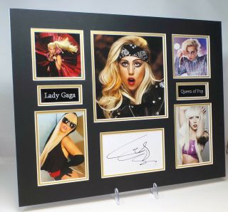 Lady Gaga Signed Rare Mounted 20x16 Photo Display Aftal Rd Singer Musician