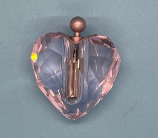 Swarovski Faceted Crystal Pink Heart Perfume Bottle 2 " L W/ Swan Logo